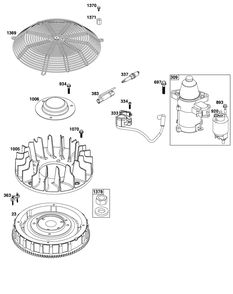 Flywheel, Ignition, And Starter Group Diagram and Parts List for 61G977-0004-J1 400000 - 699999 Briggs and Stratton Engine